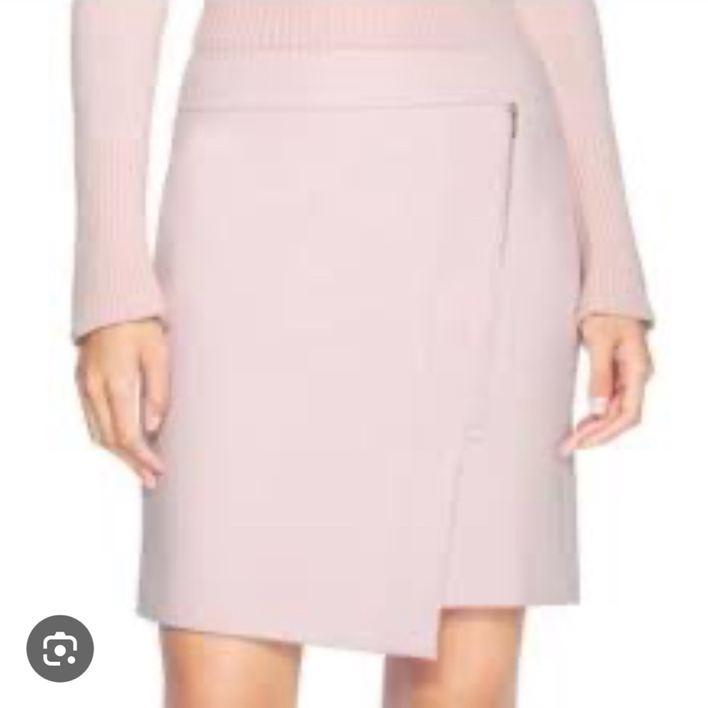 NWT! WHBM Asymmetrical Zip Mini Skirt Rose Mist Pink Size 2